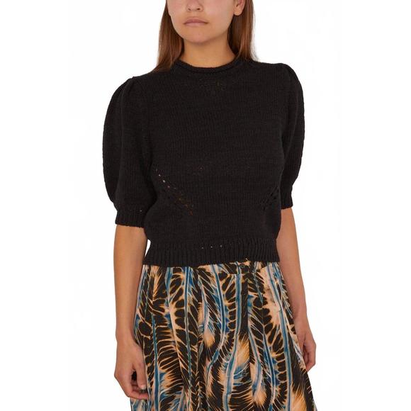 NEW ULLA JOHNSON pia short sleeve top in noir - Picture 1 of 3